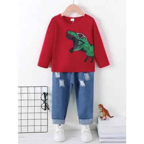 Chic Dinosaur Long Sleeve Set