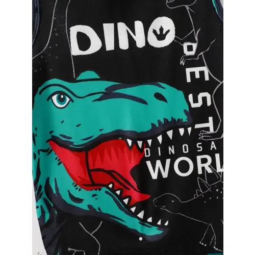 Adorable Dinosaur Sleeveless Hooded Two Piece Set
