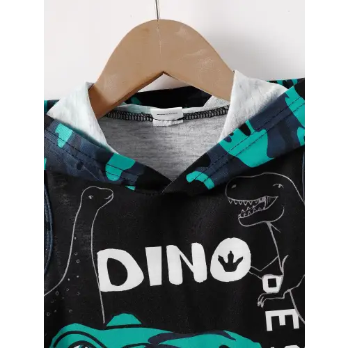 Adorable Dinosaur Sleeveless Hooded Two Piece Set