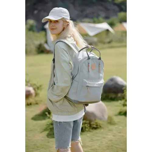Multilayer Backpack Light Gray One Size