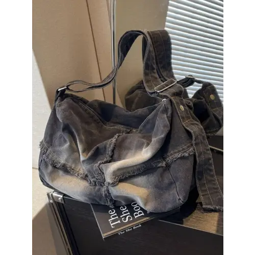 Denim Crossbody Bag Black One Size