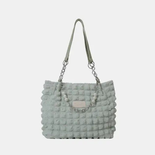 Dreamy Cloud Puffy Polyester Tote Bag Light Green One Size