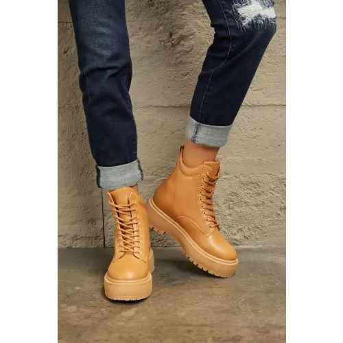Platform Combat Boots Caramel