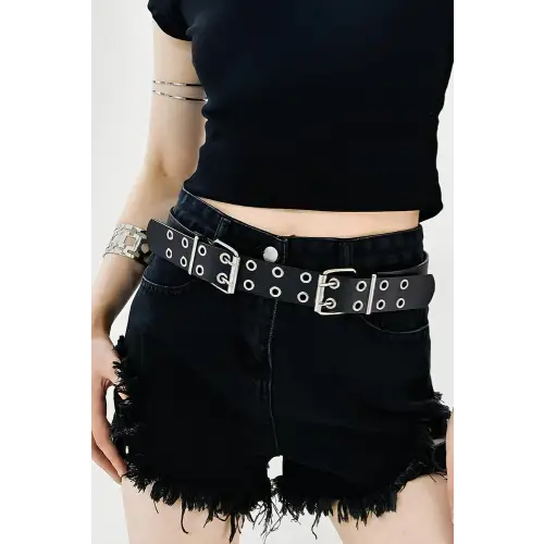 Edgy Eyelet Belt Black One Size