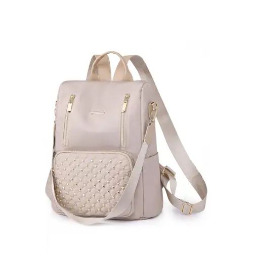 Edgy Zipper Pocket Beaded Backpack