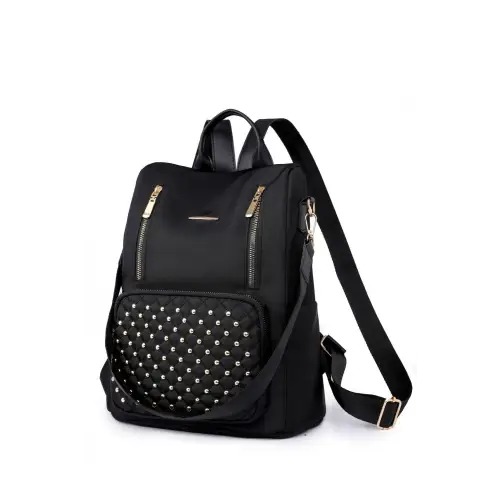 Edgy Zipper Pocket Beaded Backpack