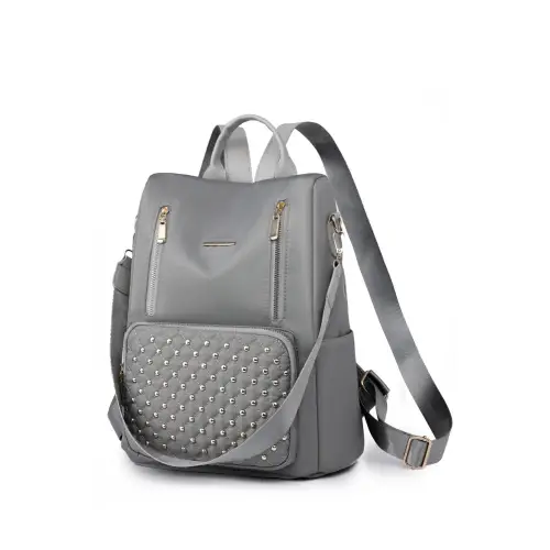 Edgy Zipper Pocket Beaded Backpack