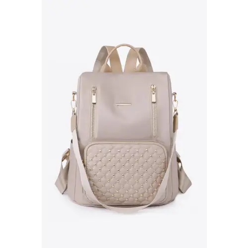 Edgy Zipper Pocket Beaded Backpack