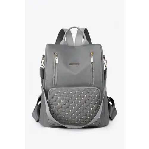 Edgy Zipper Pocket Beaded Backpack