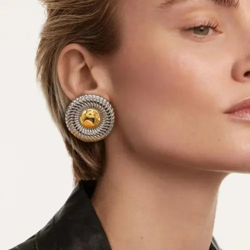 Round Earrings in Silver Color
