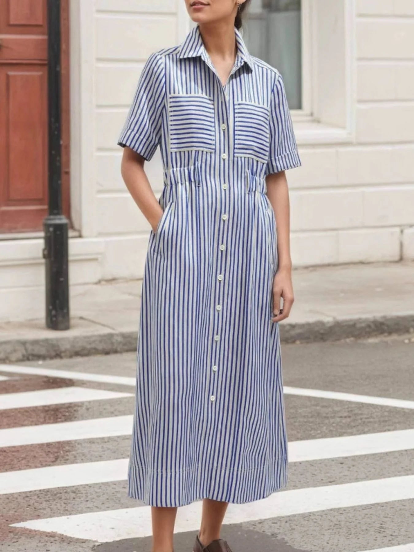 Elegant Blue Stripes Dress