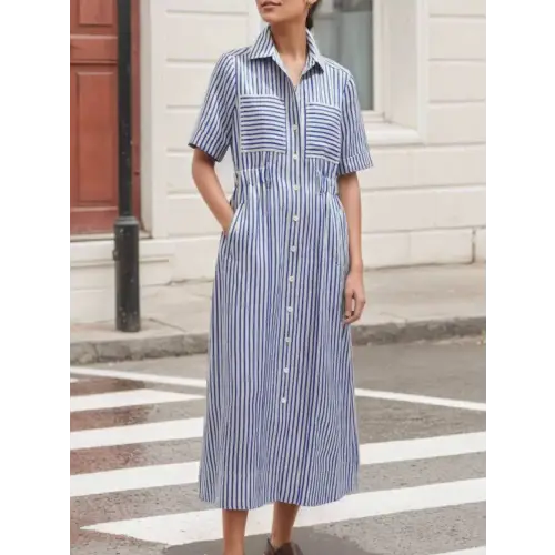 Elegant Blue Stripes Dress