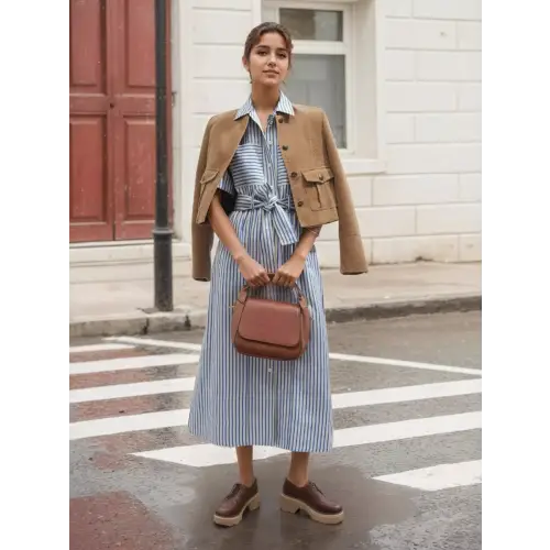 Elegant Blue Stripes Dress Blue Stripes
