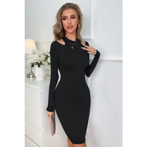 Elegant Cutout Long Sleeve Pencil Dress for Romantic Evenings
