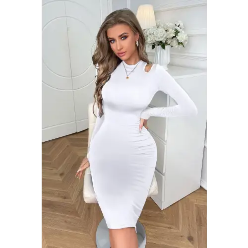 Elegant Cutout Long Sleeve Pencil Dress for Romantic Evenings