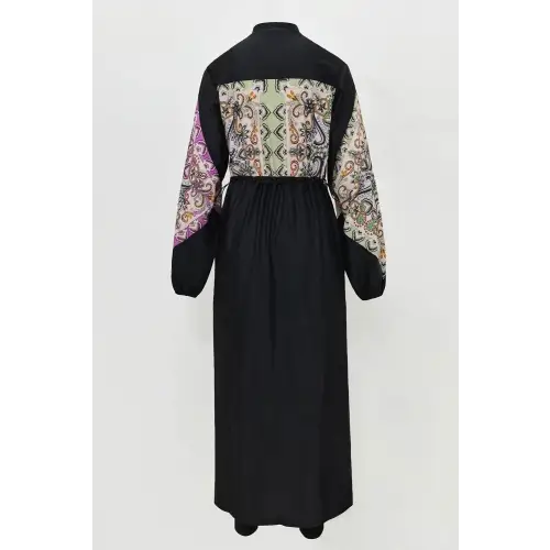 Elegant Drawstring Printed Long Sleeve Dress Swim Set