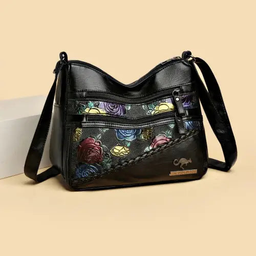 Elegant Leather Rose Pattern Shoulder Bag for Stylish Women