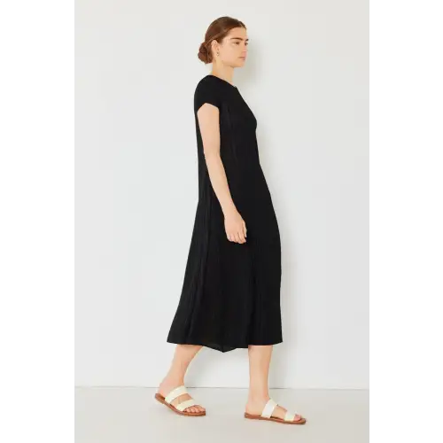 Pleated Sleeve Midi Dress