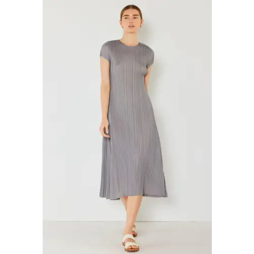 Pleated Sleeve Midi Dress