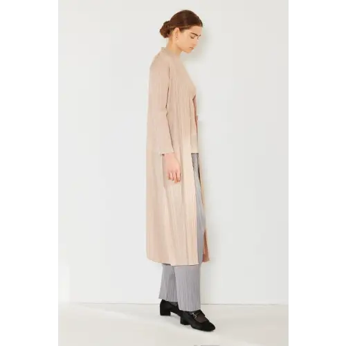 Pleated Long Sleeve Cardigan