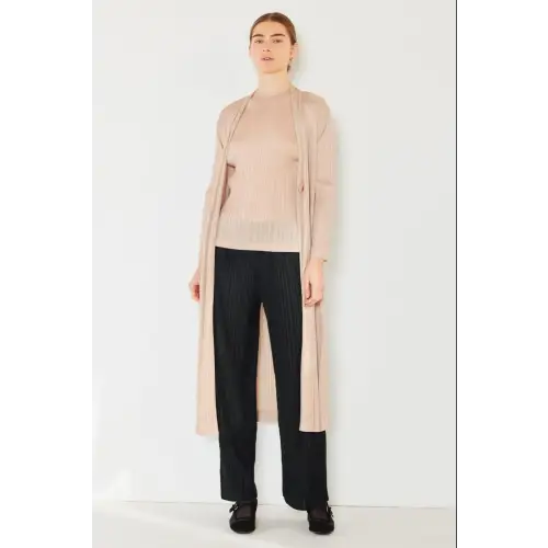 Pleated Long Sleeve Cardigan