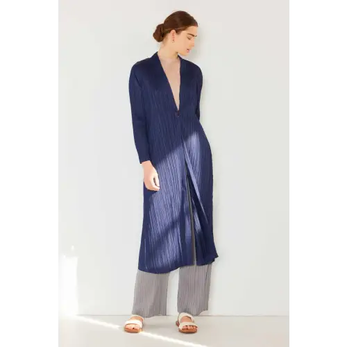 Pleated Long Sleeve Cardigan