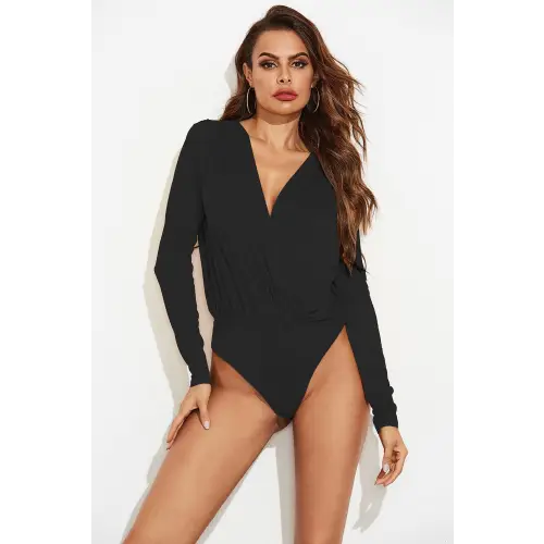 Elegant Surplice Long Sleeve Bodysuit for Timeless Style