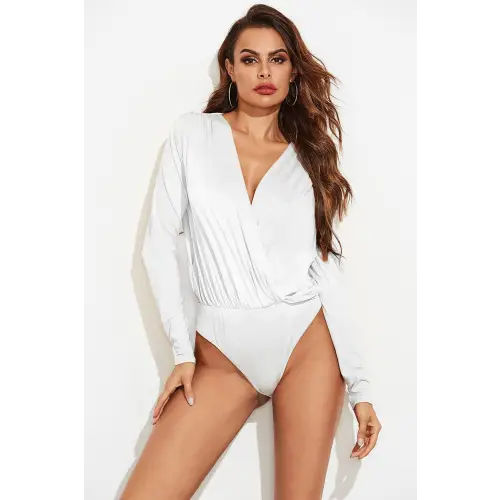 Elegant Surplice Long Sleeve Bodysuit for Timeless Style