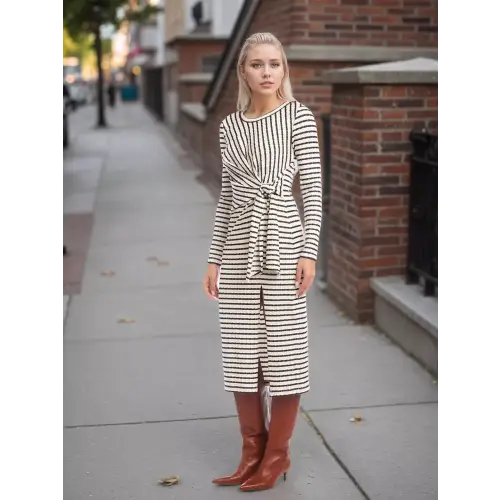 Elegant Tied Slit Stretch Dress