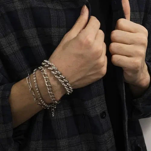 Hip-Hop Style Bracelet Set in Gold-Toned Glam