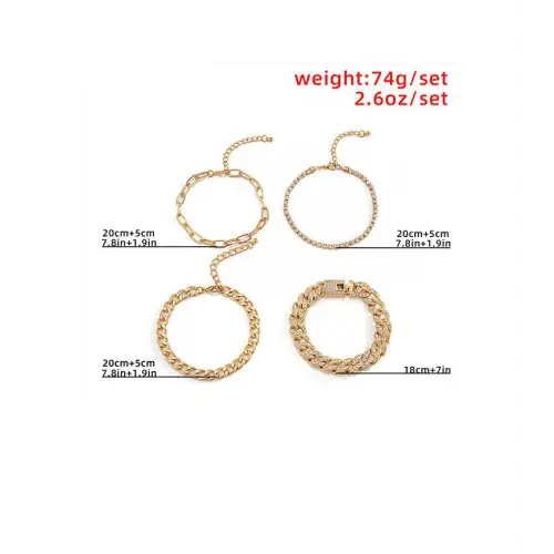Hip-Hop Style Bracelet Set in Gold-Toned Glam