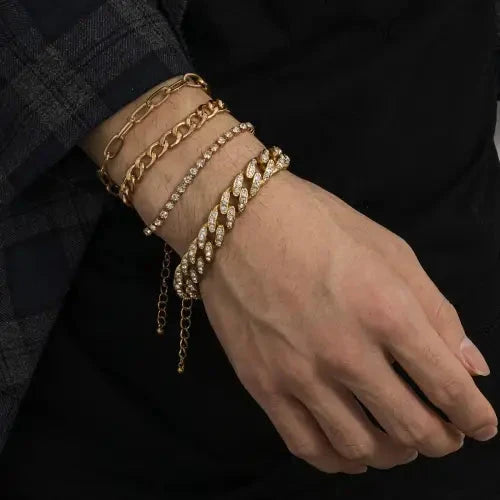 Hip-Hop Style Bracelet Set in Gold-Toned Glam