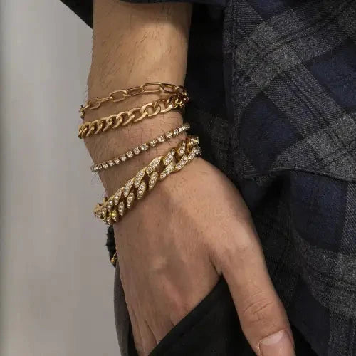 Hip-Hop Style Bracelet Set in Gold-Toned Glam
