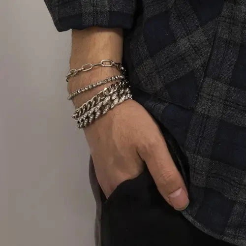 Hip-Hop Style Bracelet Set in Gold-Toned Glam