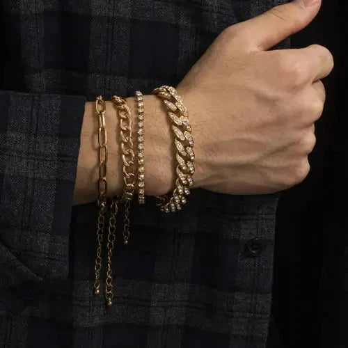 Hip-Hop Style Bracelet Set in Gold-Toned Glam