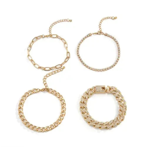 Hip-Hop Style Bracelet Set in Gold-Toned Glam Gold
