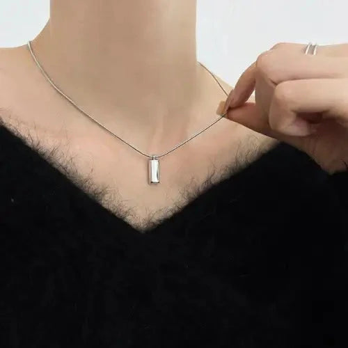 Minimalist Silver Brick Pendant
