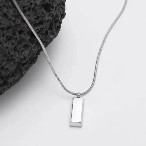 Minimalist Silver Brick Pendant