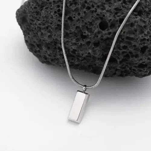 Minimalist Silver Brick Pendant