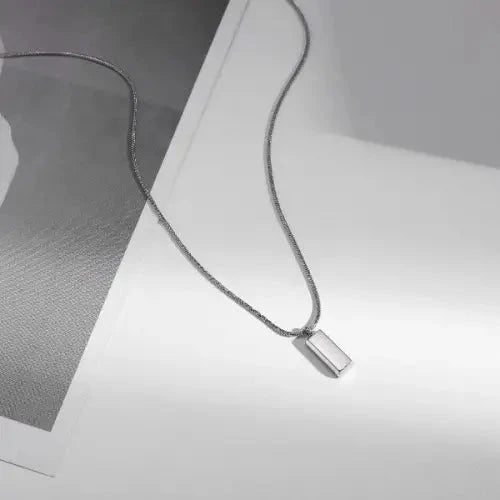 Minimalist Silver Brick Pendant
