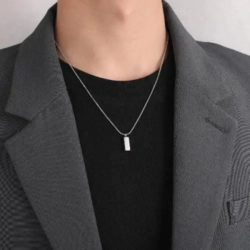 Minimalist Silver Brick Pendant