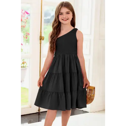 Chic One-Shoulder Tiered Dress for Effortless Style Elevation Black