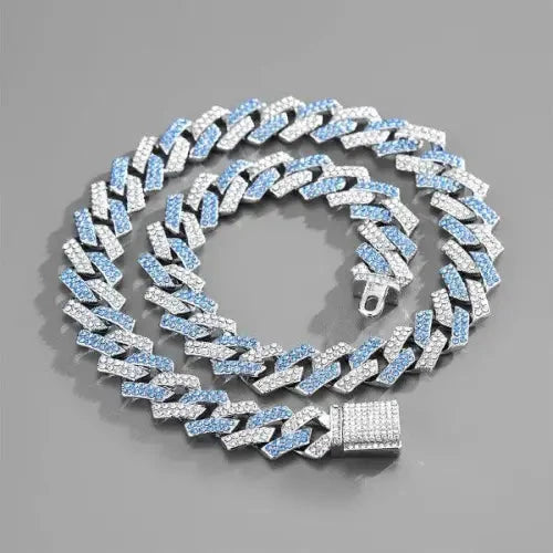Fashionable Necklace Set Silver + Blue and white
