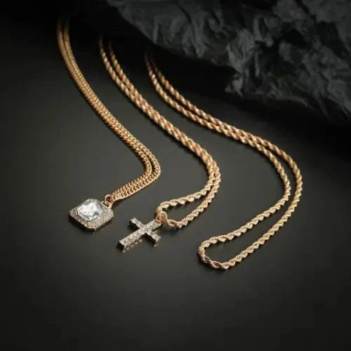 Gold 18K Three-Layer Necklace Set