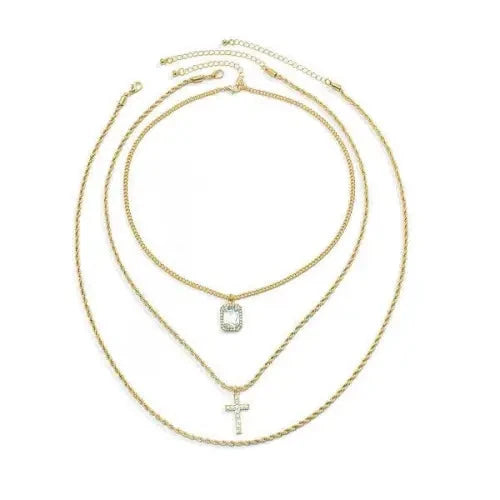 Gold 18K Three-Layer Necklace Set