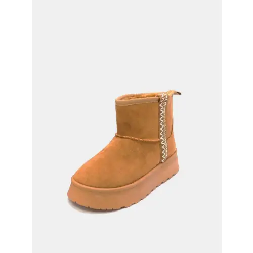 Elevate Your Style Round Toe Platform Boots in Brown Suede