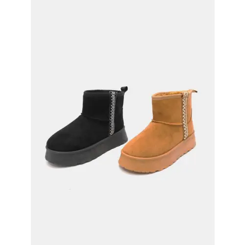 Elevate Your Style Round Toe Platform Boots in Brown Suede