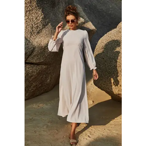 Enchanting Sage Puff Sleeve Flounce Dress for Romantic Occasions