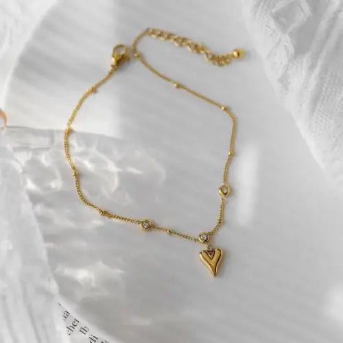 Anklet Crystal Design and Gold Heart Pendant
