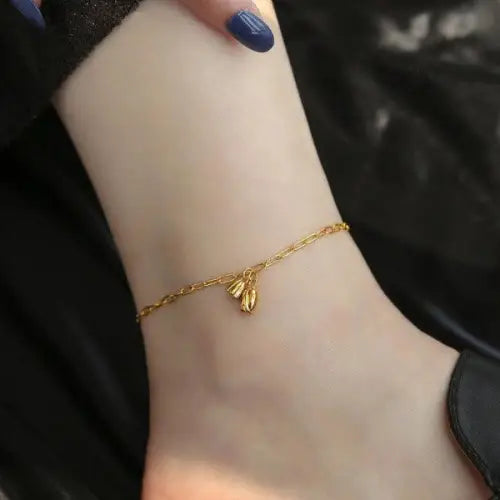 Gold Anklet Lotus